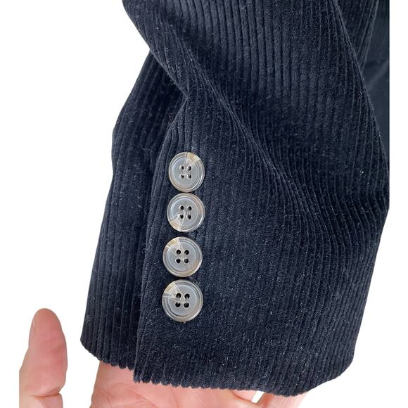 Chaps Ralph Lauren Cotton Corduroy Sport Coat Blazer Black Men's Sz 44L Classic - Picture 3 of 12